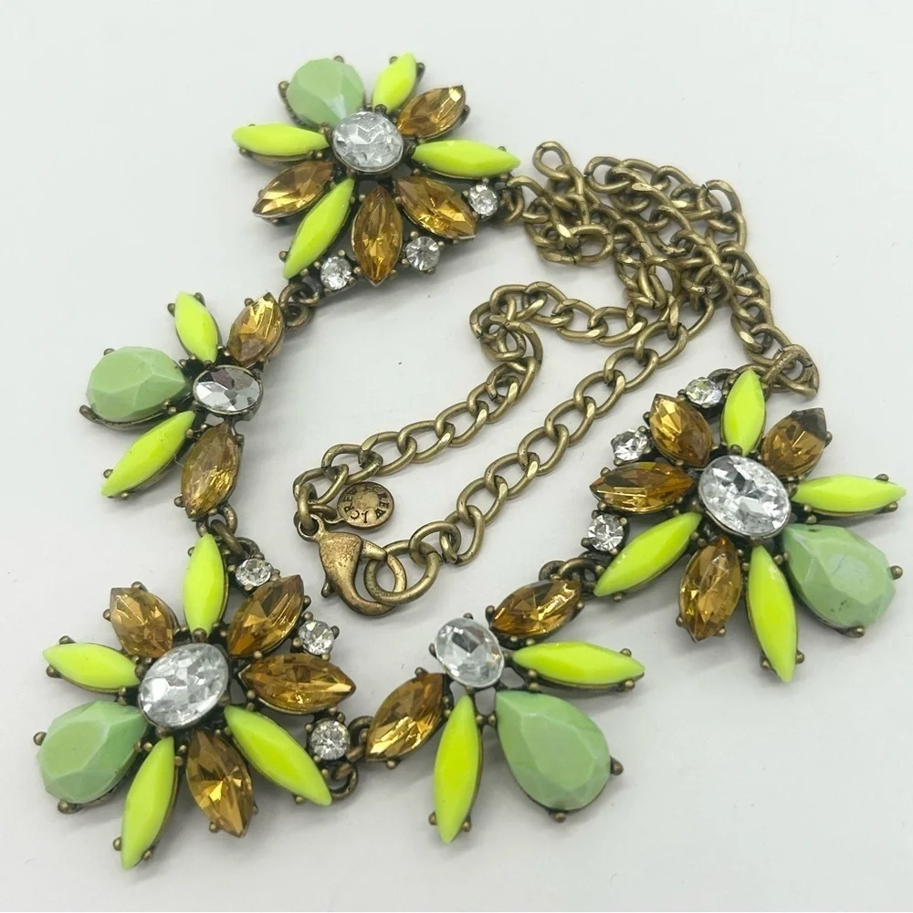 J. Crew Green Yellow Brown Jeweled Necklace